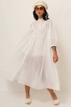 Capa robe vintage camadas tecido transparencia 70´s