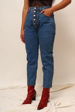 Calça jeans cintura alta botões vintage - comprar online