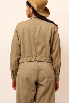 Jaqueta cropped bege safari vintage - comprar online