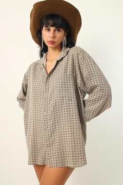 camisa pijama marrom vintage 70’s - comprar online
