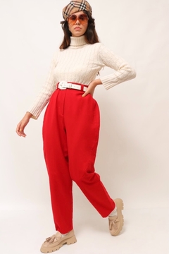 calca culote vermelha vintage cintura alta na internet