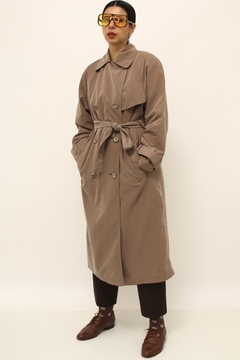 Trench coat marrom aveludado forrado vintage - comprar online