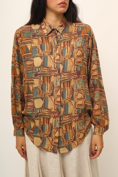 Camisa estampa marrom western - comprar online