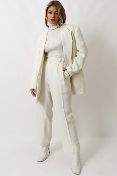Conjunto branco calça + blazer cru vintage