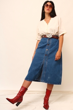 Imagem do Saia jeans cintura alta midi vintage