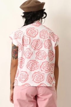 camisa a flores transpassada vintage - loja online