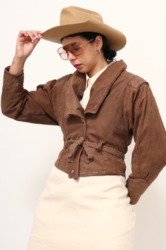 jaqueta cropped couro maroom - comprar online