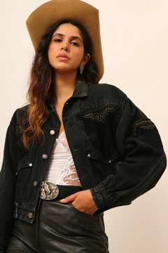 jaqueta jeans cropped preta - comprar online