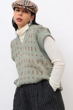 colete onça verde amplo tricot vintage - loja online