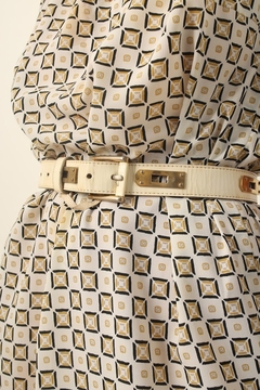 vestido midi retangulos ombreira vintage - comprar online