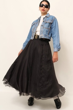jaqueta jeans cropped vintage western - loja online