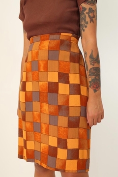Imagem do saia cintura alta estampa quadrado color