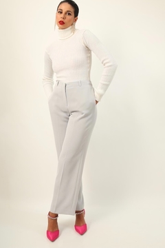 Calça cinza cintura alta alfaiataria vintage - loja online