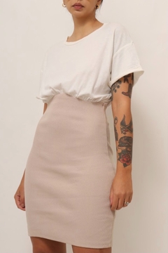 vestido zara bicolor bege - comprar online
