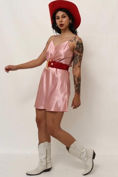 Slip Dress curto rosa acetinado vintage - comprar online