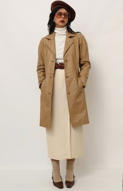 trench coat couro bege forrado