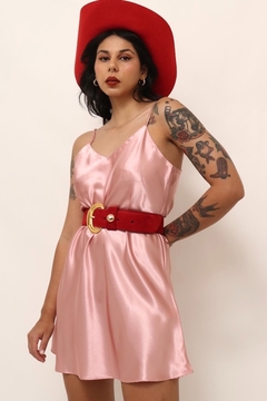 Slip Dress curto rosa acetinado vintage - loja online