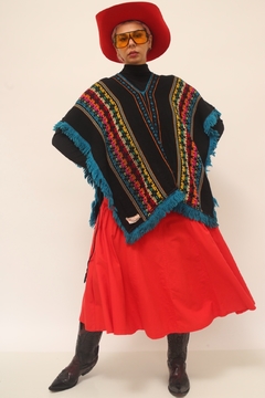 Poncho color vintage preto - loja online