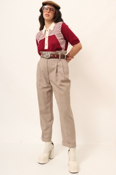 Calça cenoura lã cintura alta BEGE vintage ( PESPCTIVA)