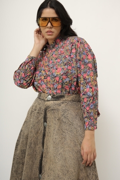 Camisa rosa flores liberty vintage - comprar online