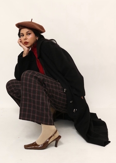 casaco longo lã textura vintage preto - loja online