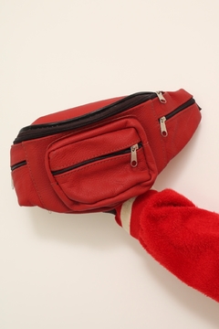 Pochete couro vermelha compartimentos - comprar online