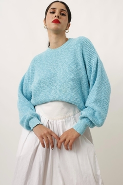 tricot azul vintage 60’s amplo - comprar online