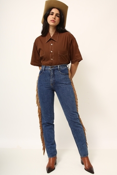 calça jeans classica franja vintage - comprar online