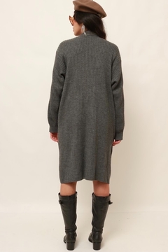Cardigan cinza longo tricot vintage - loja online