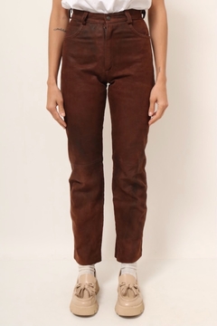calça couro marrom cintura mega alta - loja online