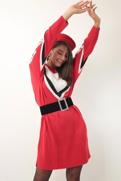 vestido tricot college vermelho listras - comprar online