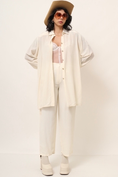 Camisa chic off white comprida - loja online