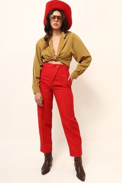calça cintura alta alfaiataria vermelha - comprar online
