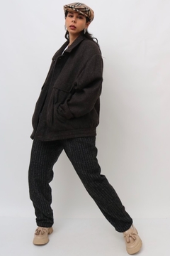 jaqueta lã forrada vintage forrada cinza - comprar online