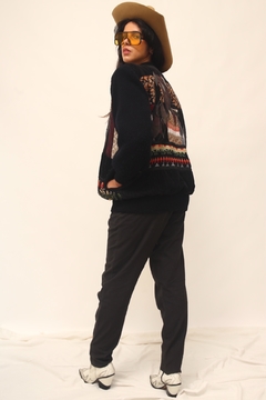 Imagem do Pulover tricot veludo cotele recortes couro