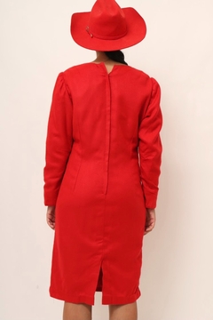 vestido vermelho lã forrado vintage na internet