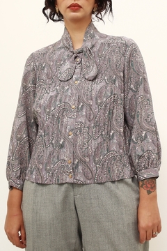 Camisa plissada roxa gravata - comprar online