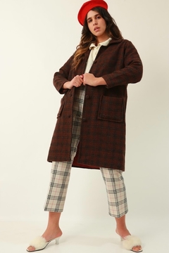 casaco xadrez beringela com forro acetinado na internet