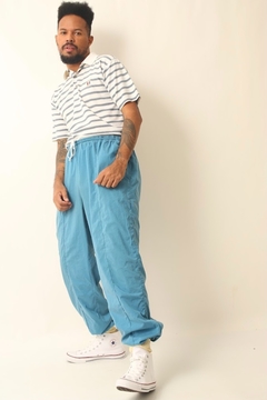Blusa listrada azul logo vintage - comprar online