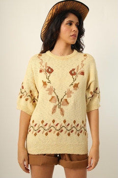 Imagem do tricot flores outono vintage
