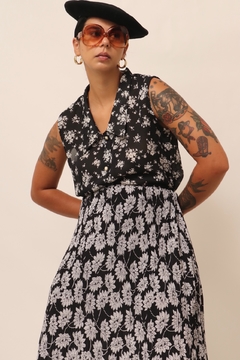 Camisa regata flores preta vintage na internet