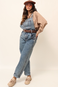 Jardineira jeans vintage algodão - comprar online