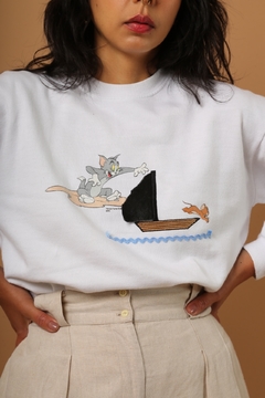 Moletom estampa Tom e Jerry branco - comprar online