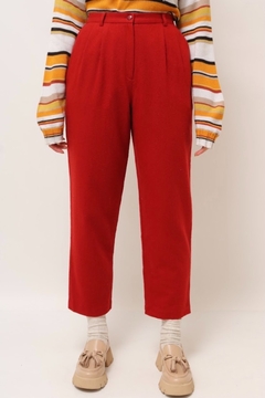 Calça vermelha cintura alta com forro 100 % lã na internet