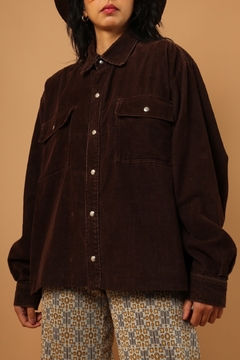 camisa veludo cotele marrom western - Capichó Brechó