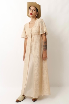 conjunto robe renda + camisola Bege vintage - loja online