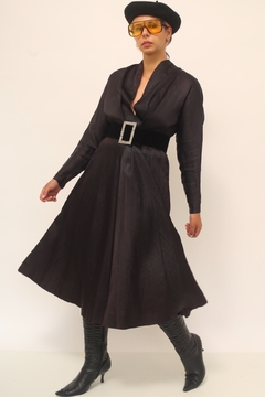 Imagem do Vestido acetinado rodado preto