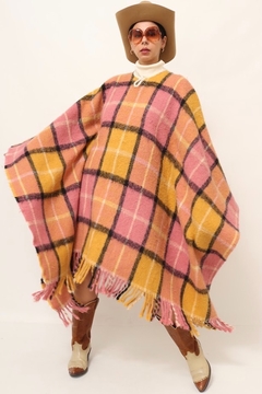 poncho xadrez vintage color - loja online