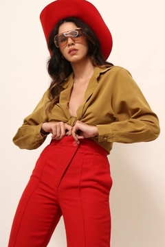 calça cintura alta alfaiataria vermelha - comprar online