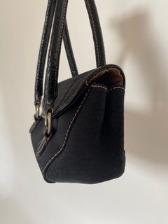 Bolsa mão Mini West preta tecido logo - comprar online